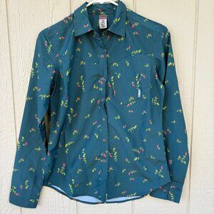 Stio Harkin Snap Up Shirt Women's XS Blue Green Floral Outdoor Lightweight